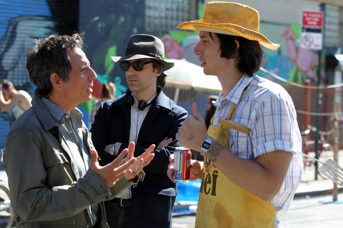 while we're young NEW YORK, NY - SEPTEMBER 24: Ben Stiller, director Noah Baumbach and Adam Driver film "When We Were Young" on September 24, 2013 in New York City. (Photo by Steve Sands/Getty Images)